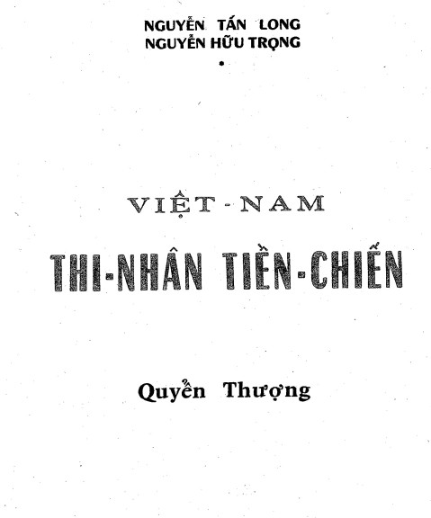 VIỆT NAM THI NHÂN TIỀN CHIẾN Q.1