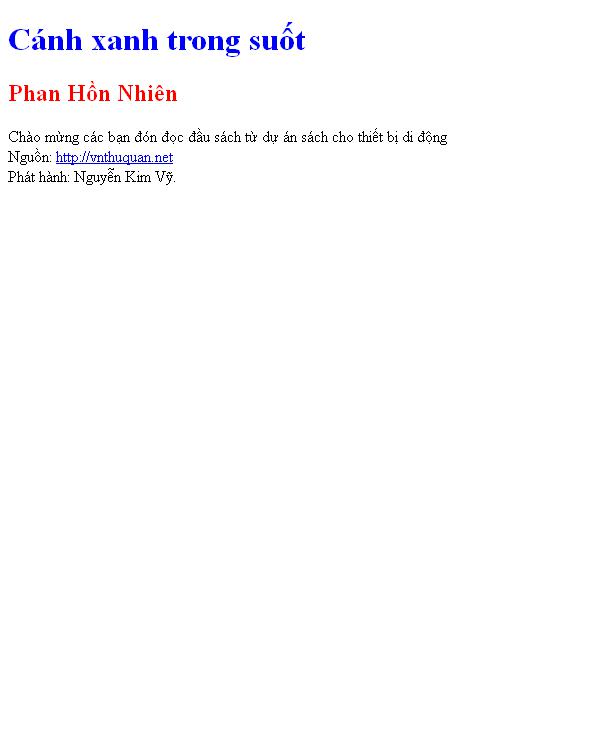 Cánh xanh trong suốt