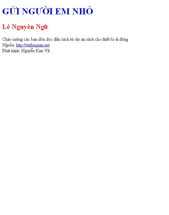 GỬI NGƯỜI EM NHỎ