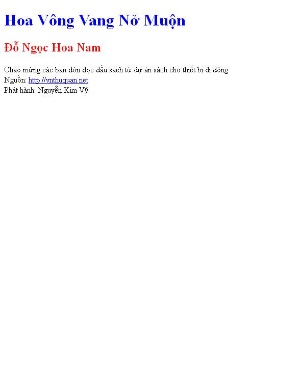 Hoa Vông Vang Nở Muộn