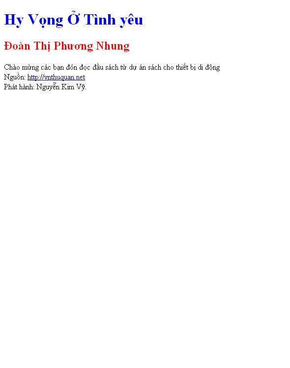 Hy Vọng Ở Tình yêu