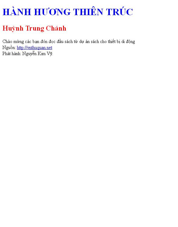 HÀNH HƯƠNG THIÊN TRÚC