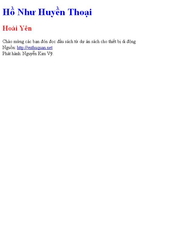 Hồ Như Huyền Thoại