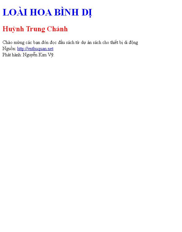 LOÀI HOA BÌNH DỊ