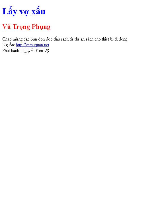 Lấy vợ xấu