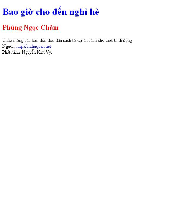 Bao giờ cho đến nghỉ hè