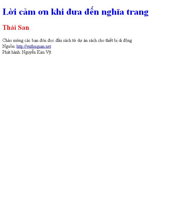 Lời cảm ơn khi đưa đến nghĩa trang