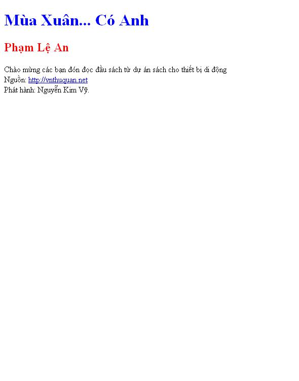 Mùa Xuân... Có Anh