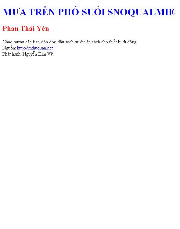 MƯA TRÊN PHỐ SUỐI SNOQUALMIE