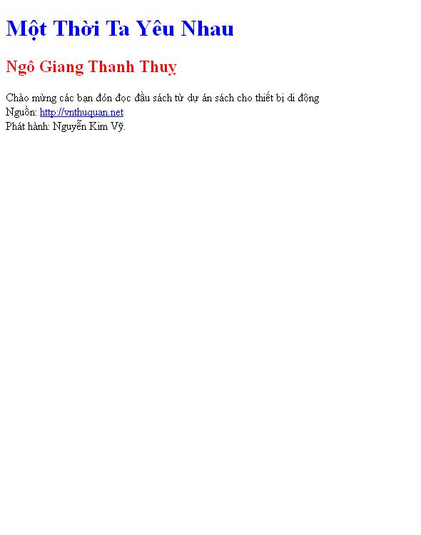 Một Thời Ta Yêu Nhau