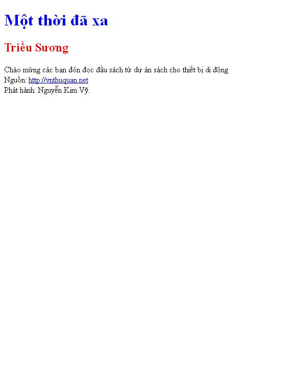 Một thời đã xa