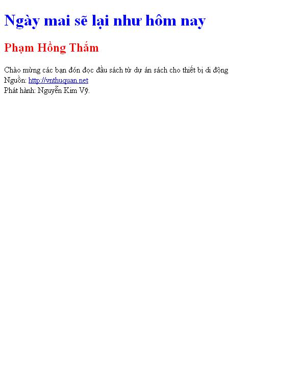 Ngày mai sẽ lại như hôm nay