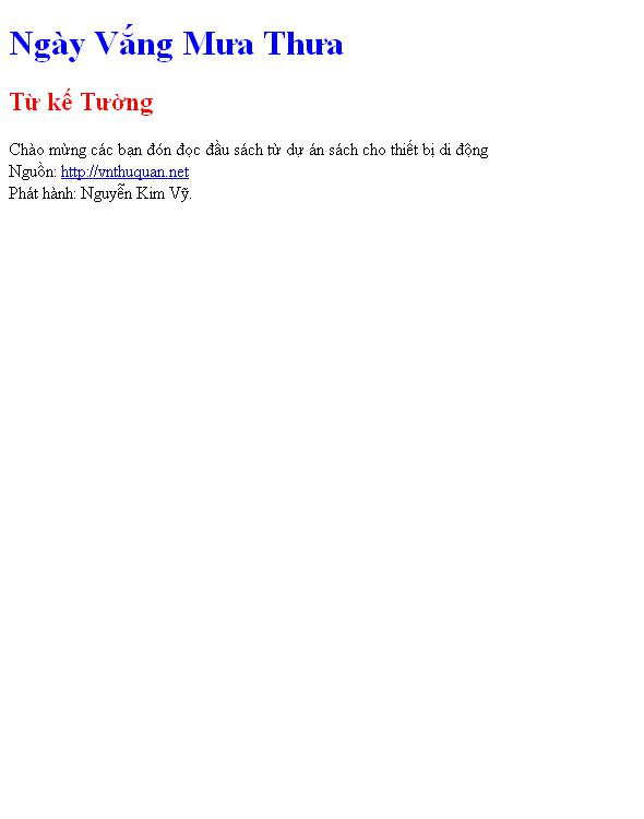Ngày Vắng Mưa Thưa
