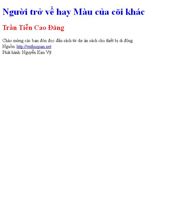 Người trở về hay Màu của cõi khác