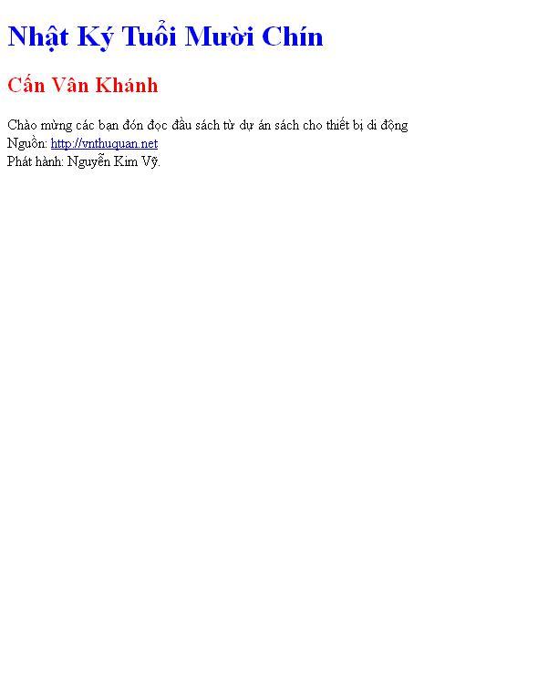Nhật Ký Tuổi Mười Chín