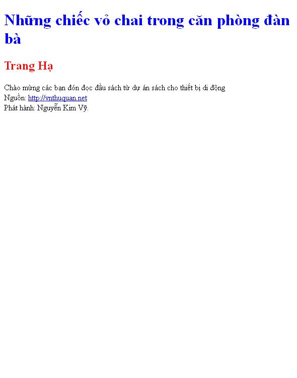 Những chiếc vỏ chai trong căn phòng đàn bà