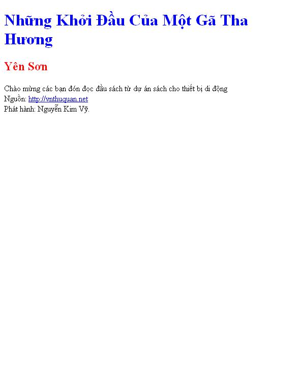 Những Khởi Đầu Của Một Gã Tha Hương