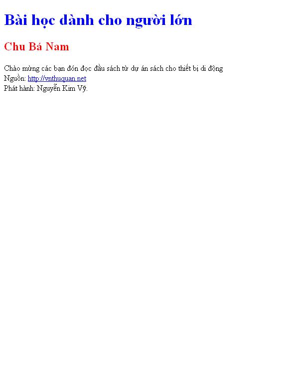 Bài học dành cho người lớn