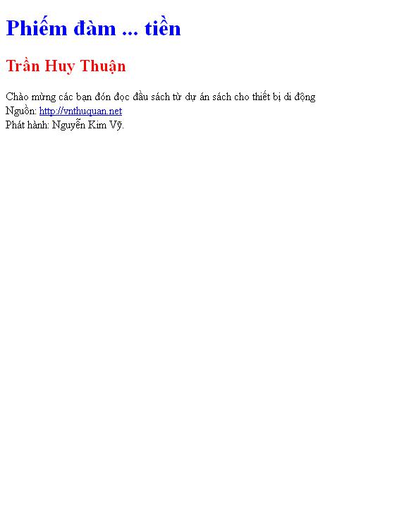 Phiếm đàm ... tiền