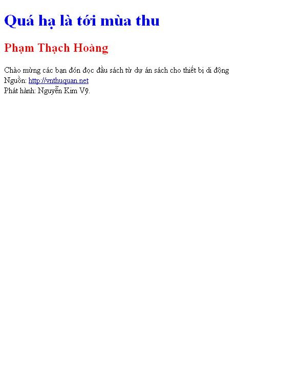 Quá hạ là tới mùa thu