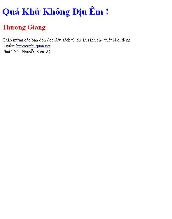Quá Khứ Không Dịu Êm !