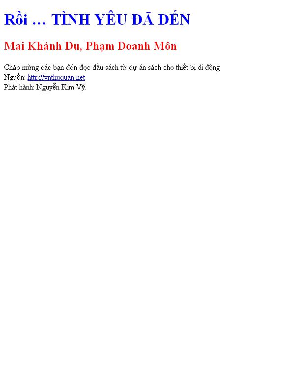 Rồi … TÌNH YÊU ĐÃ ĐẾN