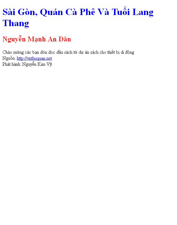 Sài Gòn, Quán Cà Phê Và Tuổi Lang Thang