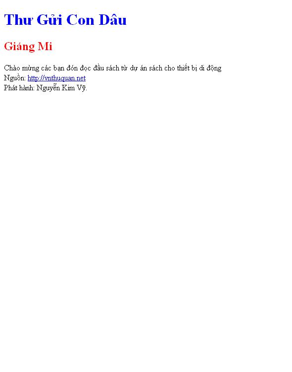 Thư Gửi Con Dâu