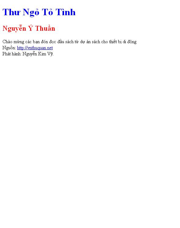 Thư Ngỏ Tỏ Tình