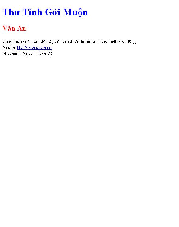 Thư Tình Gởi Muộn