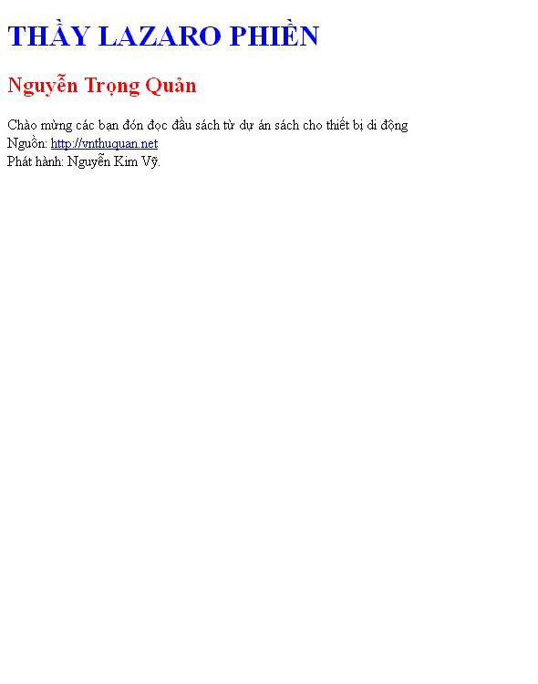 THẦY LAZARO PHIỀN