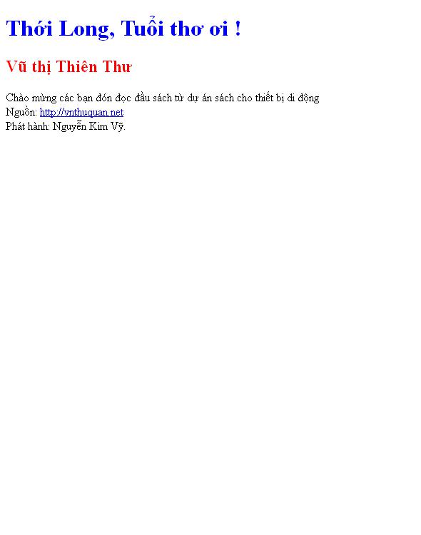 Thới Long, Tuổi thơ ơi !