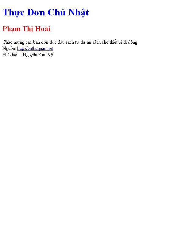 Thực Đơn Chủ Nhật