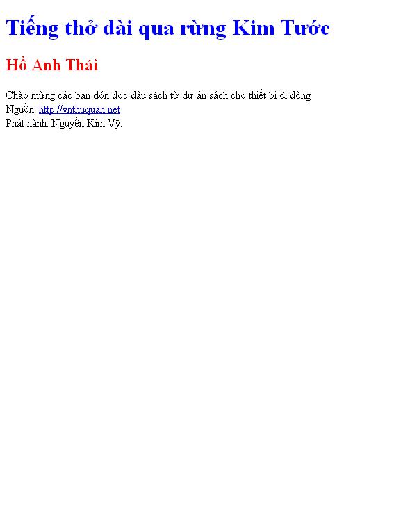 Tiếng thở dài qua rừng Kim Tước