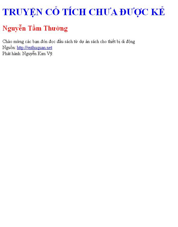 TRUYỆN CỔ TÍCH CHƯA ĐƯỢC KỂ