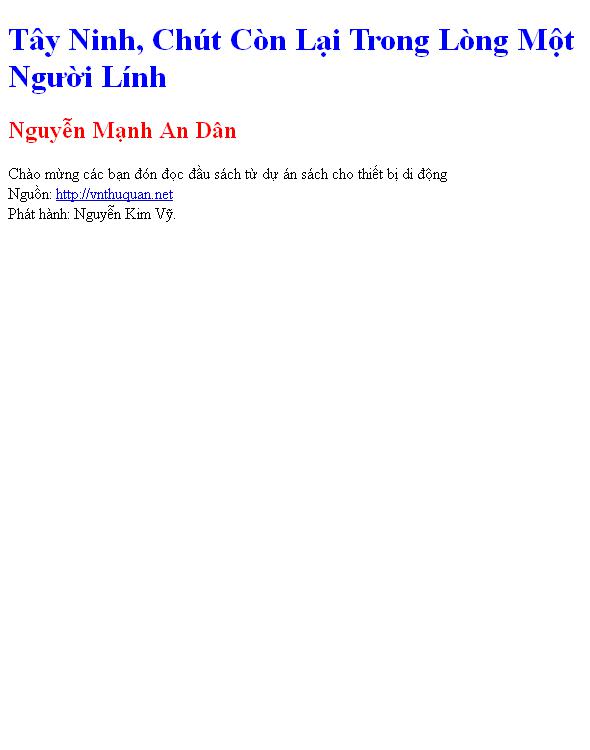 Tây Ninh, Chút Còn Lại Trong Lòng Một Người Lính