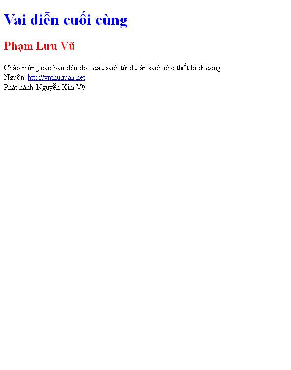 Vai diễn cuối cùng