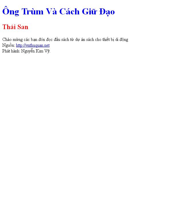 Ông Trùm Và Cách Giữ Đạo