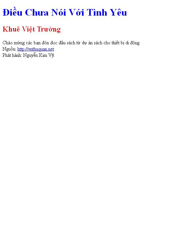Điều Chưa Nói Với Tình Yêu