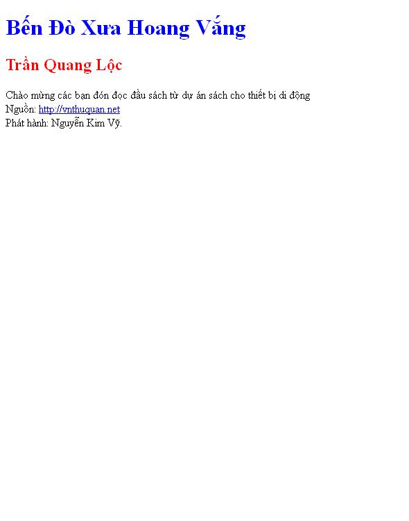 Bến Đò Xưa Hoang Vắng