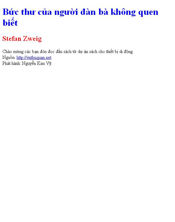 Bức thư của người đàn bà không quen biết