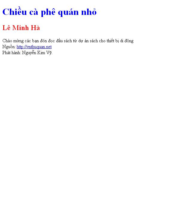 Chiều cà phê quán nhỏ