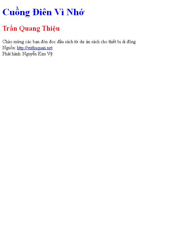 Cuồng Điên Vì Nhớ