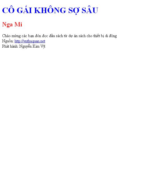 CÔ GÁI KHÔNG SỢ SÂU