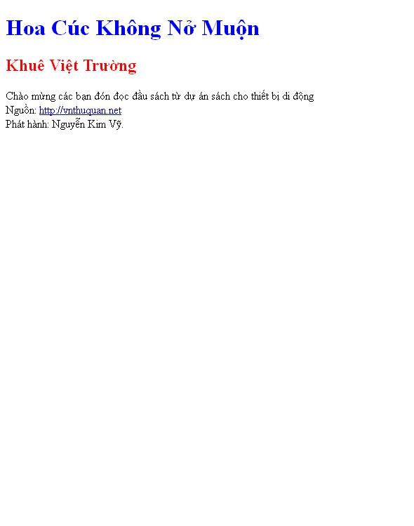 Hoa Cúc Không Nở Muộn