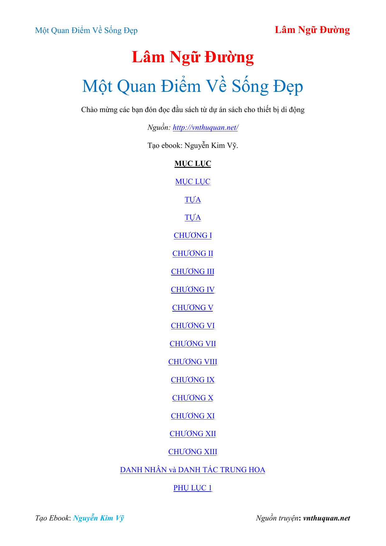 Một Quan Điểm Về Sống Đẹp
