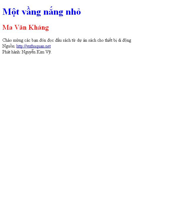 Một vầng nắng nhỏ