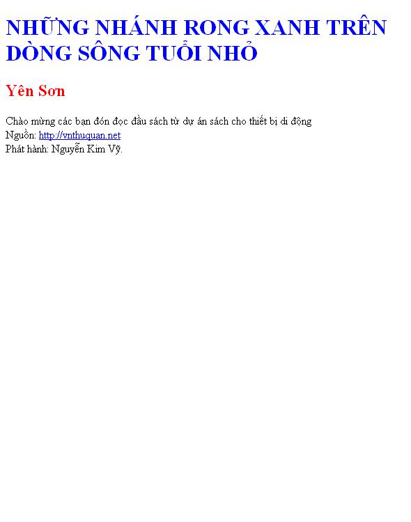NHỮNG NHÁNH RONG XANH TRÊN DÒNG SÔNG TUỔI NHỎ