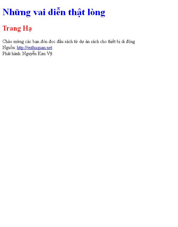 Những vai diễn thật lòng
