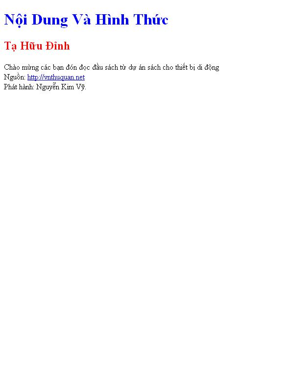 Nội Dung Và Hình Thức